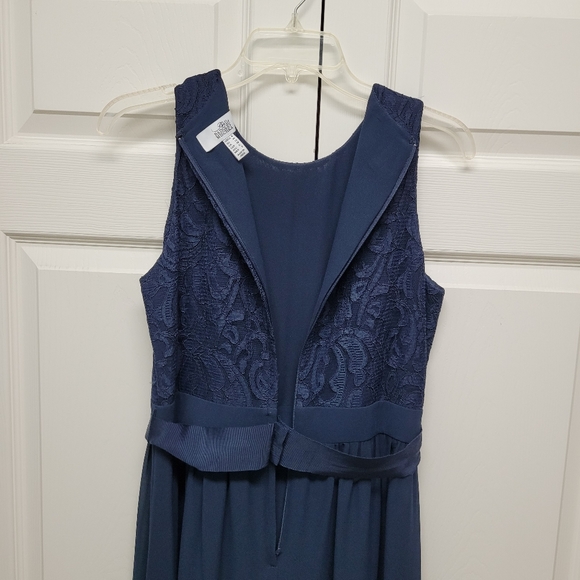 πHost Pickπ Belle Badgley Mischka Navy Full Length Formal Gown, Size 8 - Picture 9 of 14